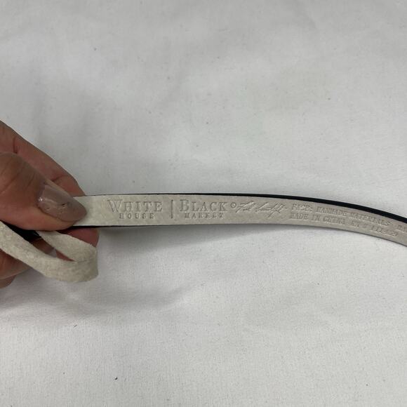 White House Black Market Black Waist Belt Metallic Bow Size XS genuine leather - Picture 5 of 8